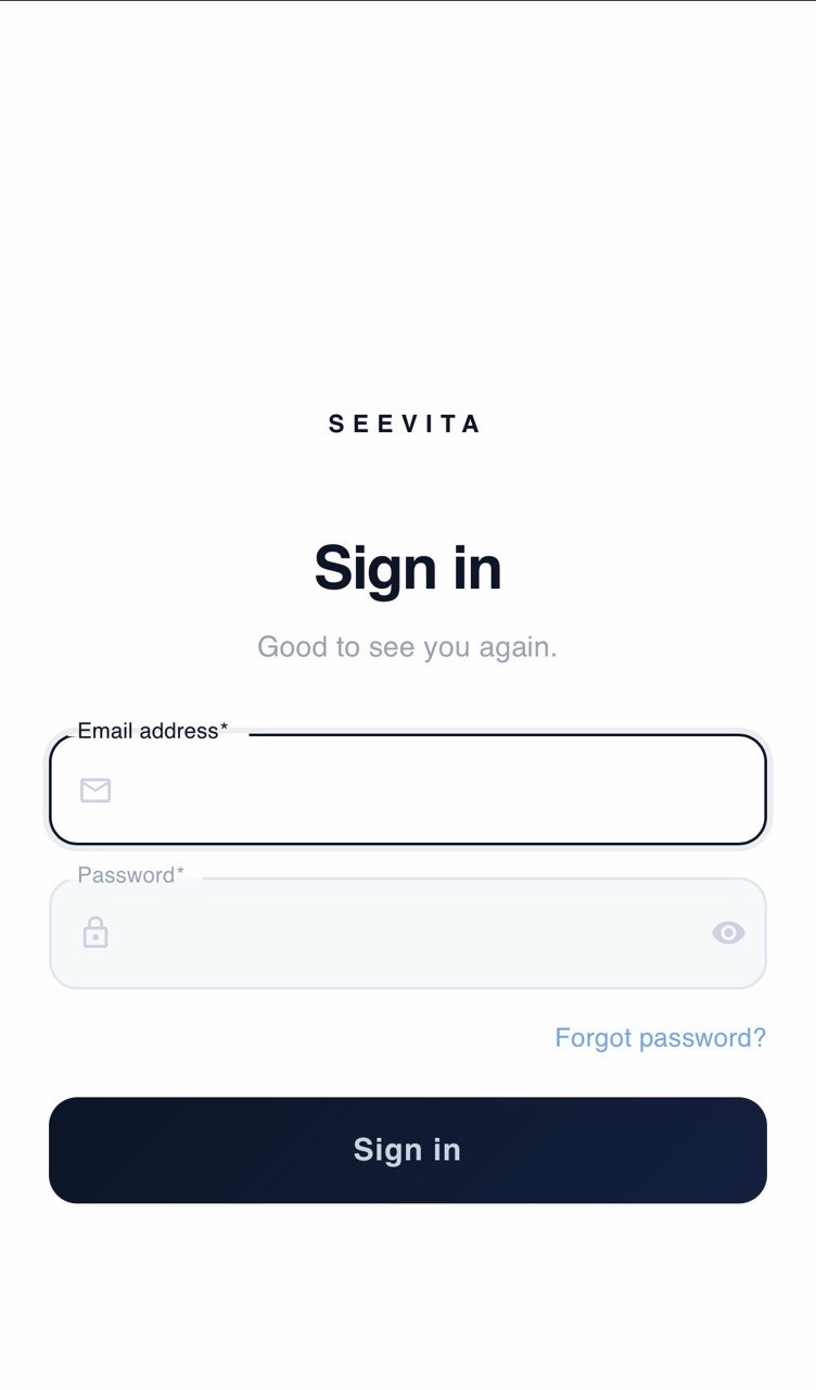 SeeVita mobile app vital signs dashboard screenshot