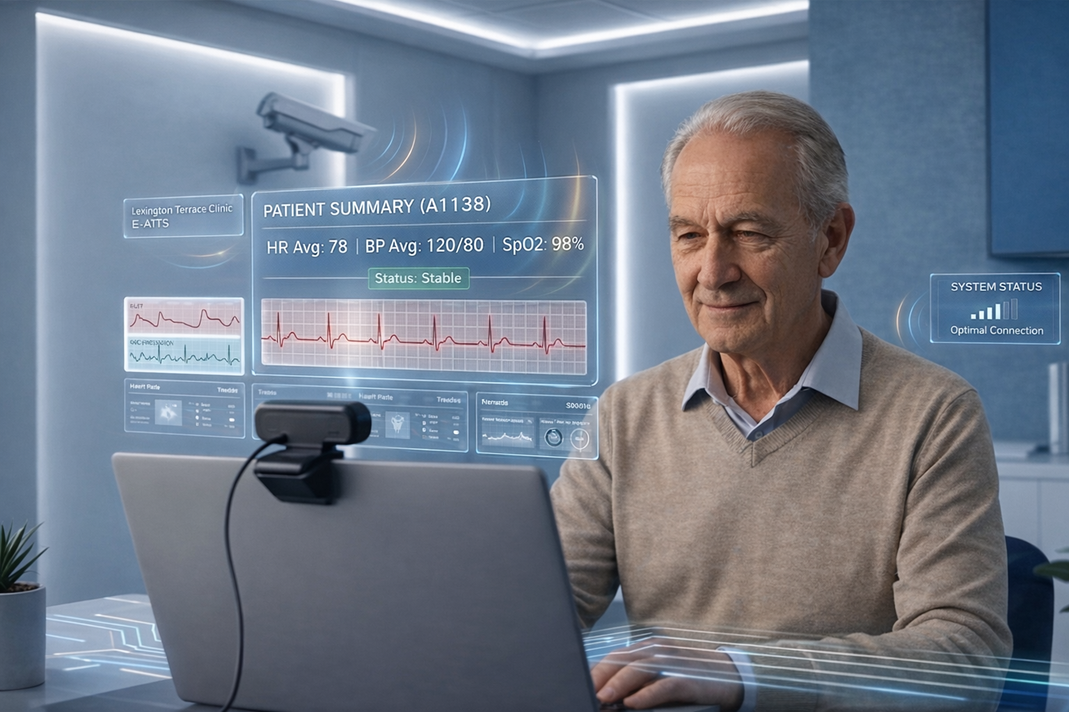Telehealth or office monitoring with camera-based sensing